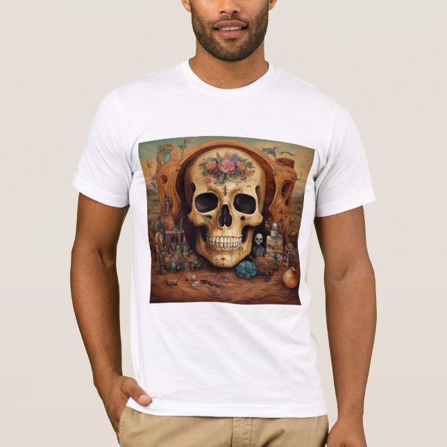 Edgy Skull Head Skeleton Graphic T - Shirt (Vorderseite)