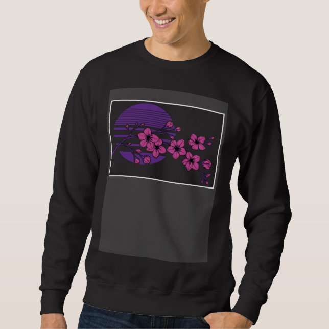 Edgy Soft Grunge Japanese Cherry Blossom Tree Aest Sweatshirt (Vorderseite)