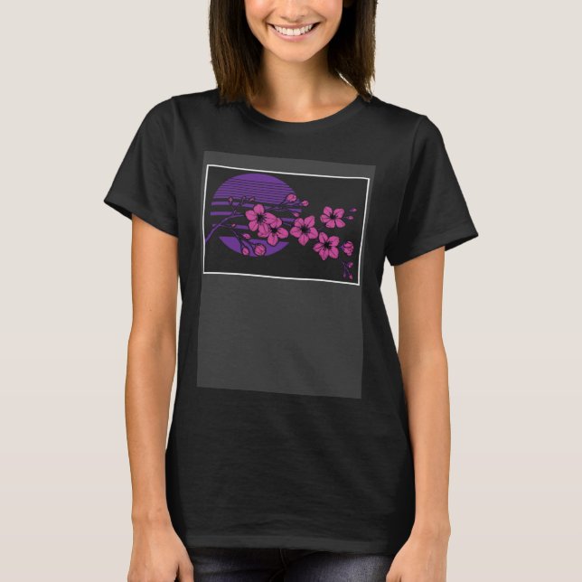 Edgy Soft Grunge Japanese Cherry Blossom Tree Aest T-Shirt (Vorderseite)