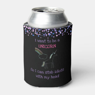 Edgy Unicorn mit Rainbow und Confetti Funny Dosenkühler