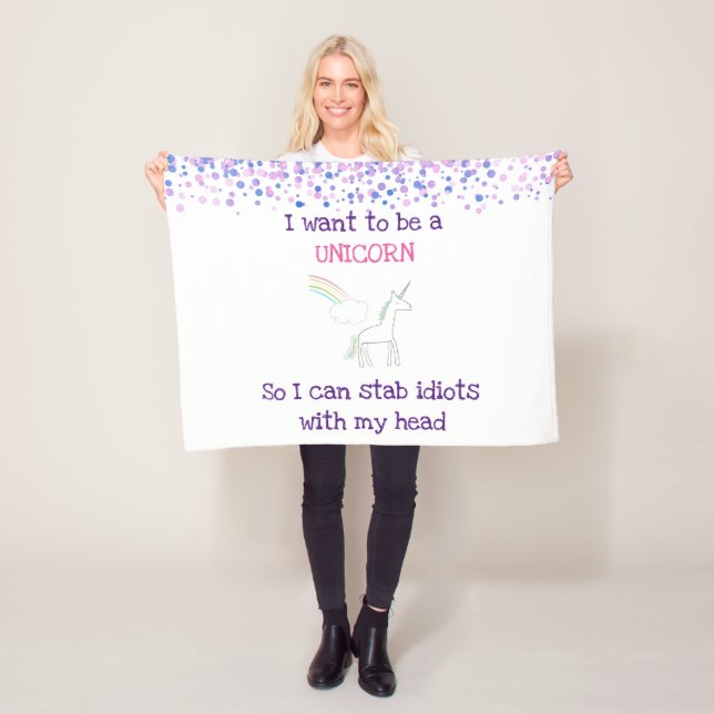 Edgy Unicorn mit Rainbow und Confetti Funny Fleecedecke (Beispiel)