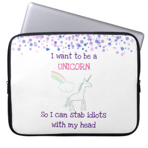 Edgy Unicorn mit Rainbow und Confetti Funny Laptopschutzhülle