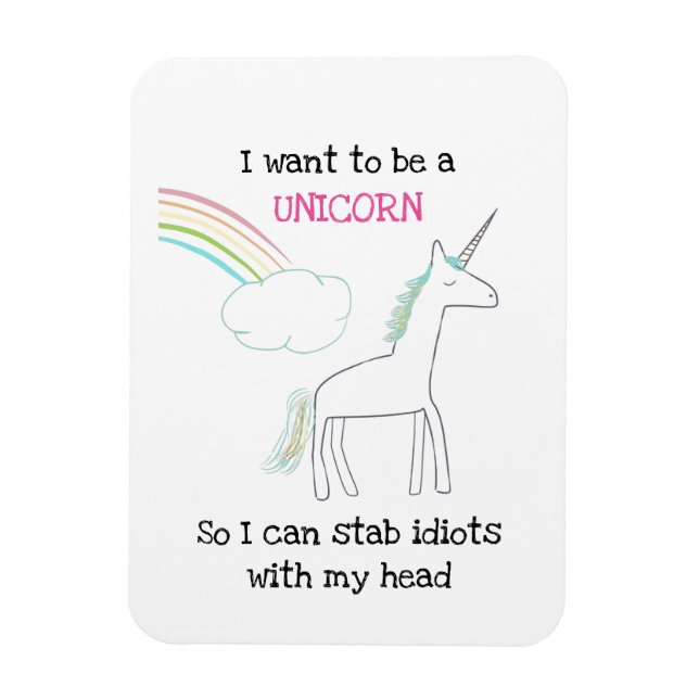 Edgy Unicorn mit Rainbow und Confetti Funny Magnet (Vertikal)