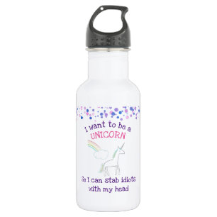 Edgy Unicorn mit Rainbow und Confetti Funny Trinkflasche