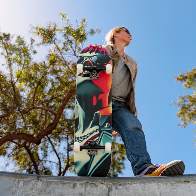 Edgy Urban Girl Skateboard Kunst (Außenbereich 1)