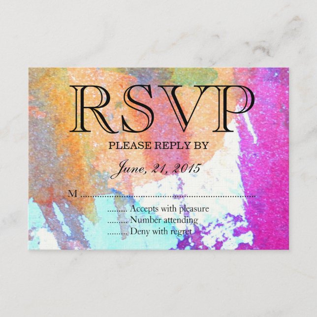 Edgy Watercolor RSVP Karte (Vorderseite)