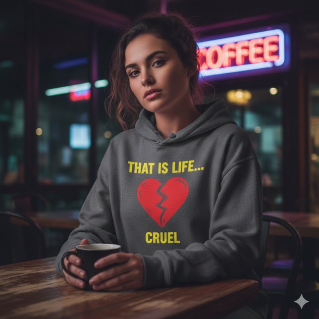 Edgy Y2K Broken Heart Hoodie - That Is Life Cruel  (Von Creator hochgeladen)