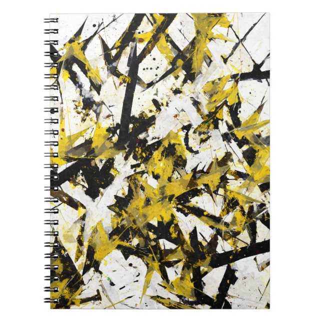 Edgy Yellow Black Chaos Abstraktes Notebook Notizblock (Vorderseite)