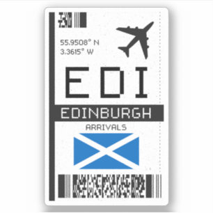 EDI Edinburgh, Scotland Airport Boarding Pass - UK Aufkleber