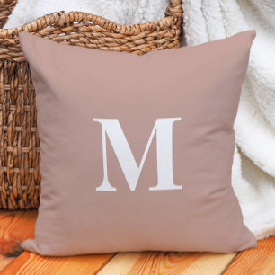 Edierbare Farbe Rosé Pink Weiße Monogramm  Kissen