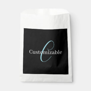 Edierbare kursive Schriftmonogramm Schwarz Blau We Geschenktütchen