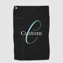 Edierbare kursive Schriftmonogramm Schwarz Blau We Golfhandtuch