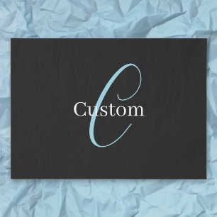 Edierbare kursive Schriftmonogramm Schwarz Blau We Seidenpapier