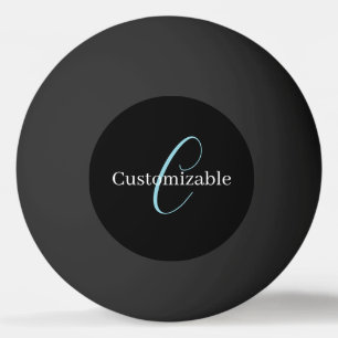Edierbare kursive Schriftmonogramm Schwarz Blau We Tischtennisball