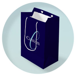 Edierbares Kursiv-Schrift-Monogramm Purpurblau Mittlere Geschenktüte