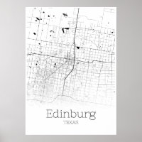 Edinburg Map - Texas - City Map Poster