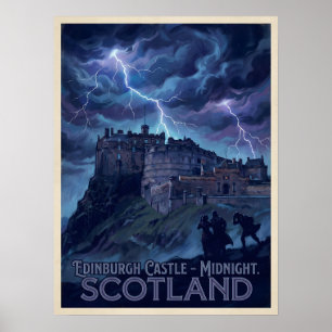Edinburgh Castle Mitternachtssturm Gothic Reise Poster
