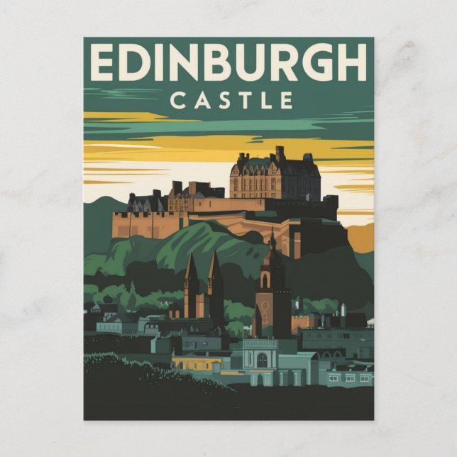 Edinburgh Castle Rock Vintag Retro Postkarte (Vorderseite)