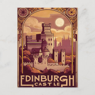Edinburgh Castle Rock Vintag Retro Postkarte