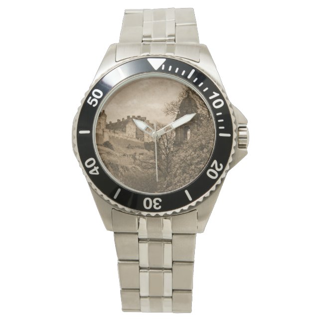 Edinburgh Castle Sepia Photograph Armbanduhr (Vorderseite)