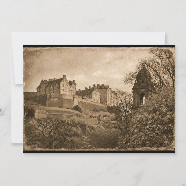 Edinburgh Castle Sepia Photograph Einladung (Vorderseite)