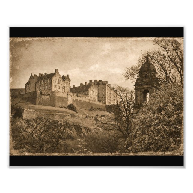 Edinburgh Castle Sepia Photograph Fotodruck (Vorne)