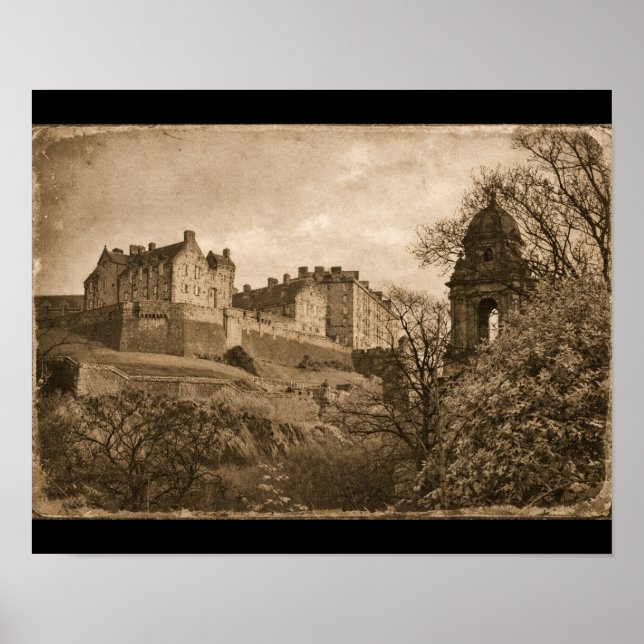 Edinburgh Castle Sepia Photograph Poster (Vorne)