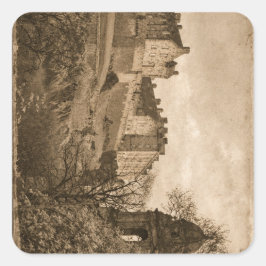 Edinburgh Castle Sepia Photograph Quadratischer Aufkleber