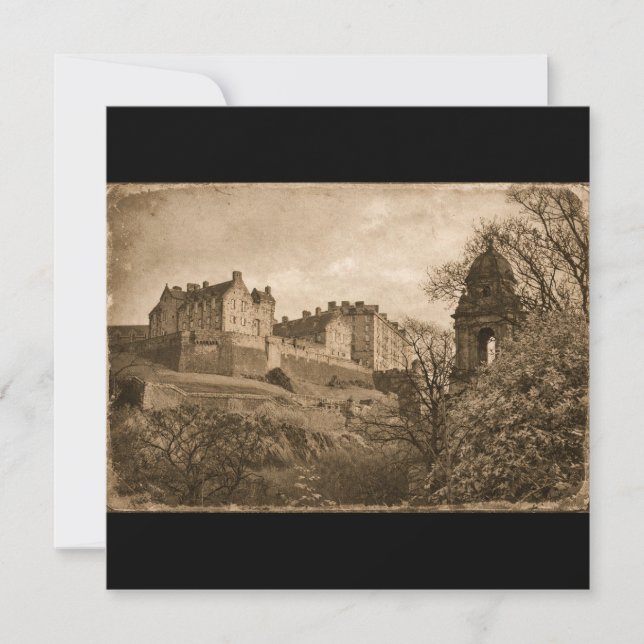 Edinburgh Castle Sepia Photograph Save The Date (Vorderseite)