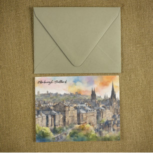 Edinburgh Castle Watercolor Travel Postkarte