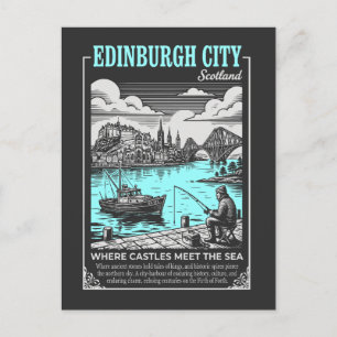 Edinburgh City Schottland, wo sich Schlösser und d Postkarte