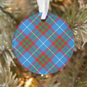 Edinburgh City Tartan Kariert Blau Rot Ornament