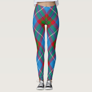 Edinburgh City Tartan Kariert Blue Red Lila Leggings