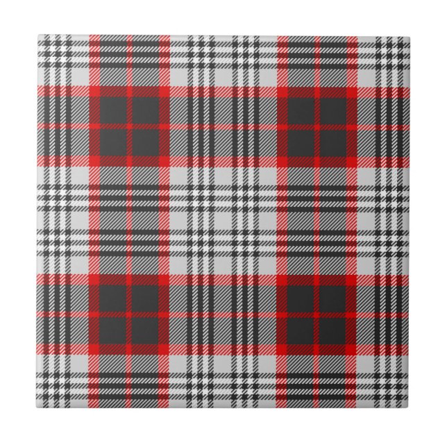 Edinburgh City Tartan Kariert Grau Black Red Fliese (Vorderseite)