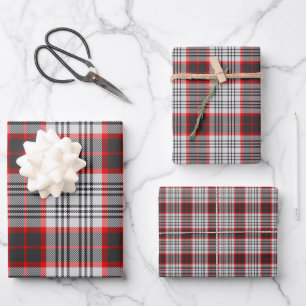 Edinburgh City Tartan Kariert Grau Schwarz Geschenkpapier Set
