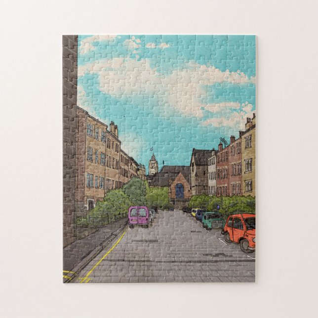 Edinburgh Downtown Citycape Illustration Puzzle (Vertikal)