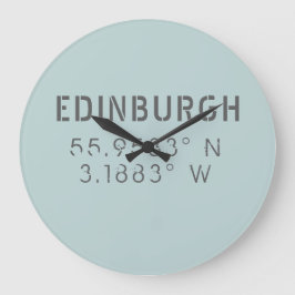 Edinburgh Latitude & Longitude Große Wanduhr