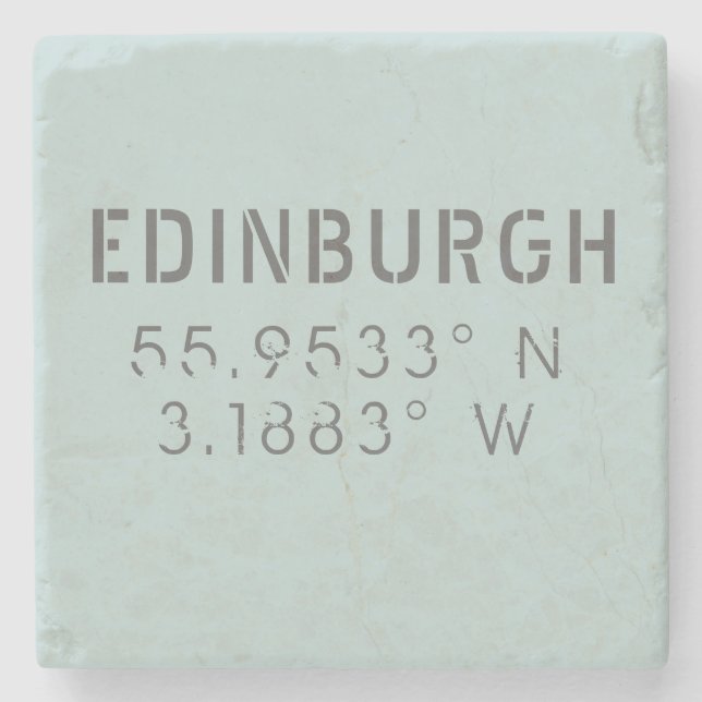 Edinburgh Latitude & Longitude Steinuntersetzer (Vorderseite)