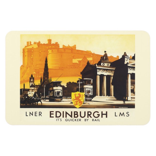Edinburgh LNER Fine Vintage Travel Poster Magnet (Horizontal)