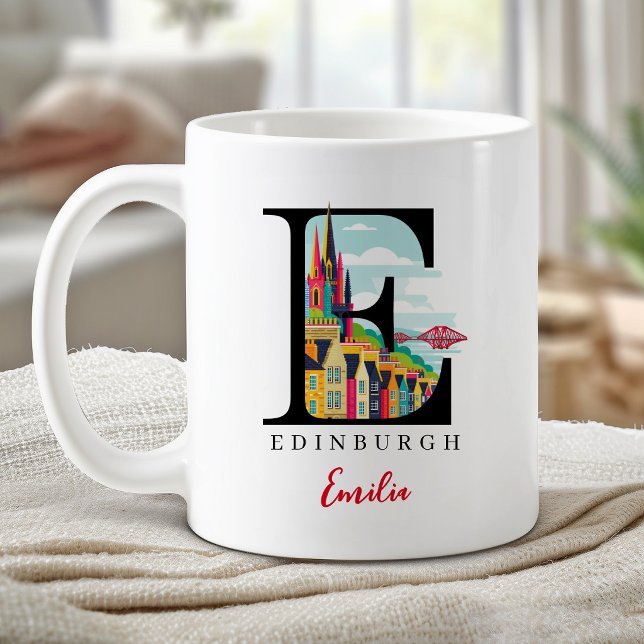 Edinburgh Monogramm Buchstabe E Personalisiertes G Kaffeetasse (Edinburgh Monogram Letter E Personalized Gift Coffee Mug)