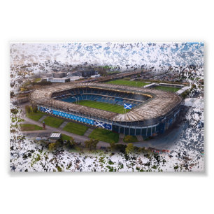 Edinburgh Rugby Stadion mit schottischer Flagge Fotodruck