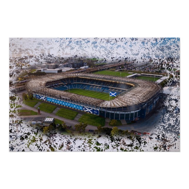 Edinburgh Rugby Stadion mit schottischer Flagge Poster (Vorderseite)