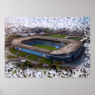 Edinburgh Rugby Stadion mit schottischer Flagge Poster