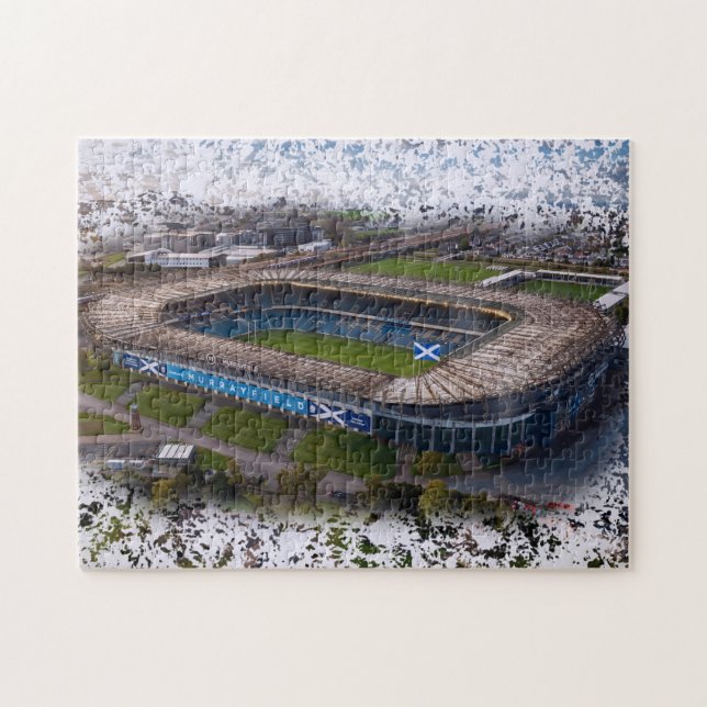 Edinburgh Rugby Stadion mit schottischer Flagge Puzzle (Horizontal)