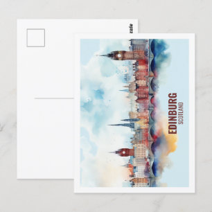 Edinburgh Schottland Famous Travel Place Watercolo Postkarte