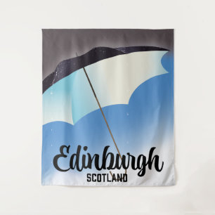 Edinburgh Schottland Regenschirm Reiseplakat Wandteppich