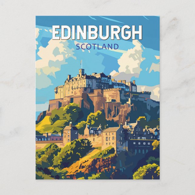 Edinburgh Schottland Reisen Art Vintag Postkarte (Vorderseite)
