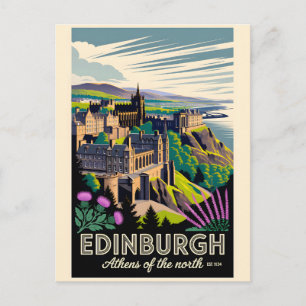 Edinburgh Schottland Retro-Reiseposter-Kunst Feiertagspostkarte
