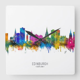 Edinburgh Schottland Skyline Quadratische Wanduhr