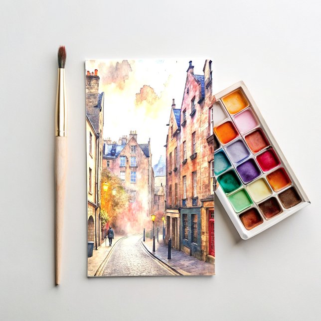 Edinburgh, Schottland, Street Watercolor Painting Postkarte (Von Creator hochgeladen)